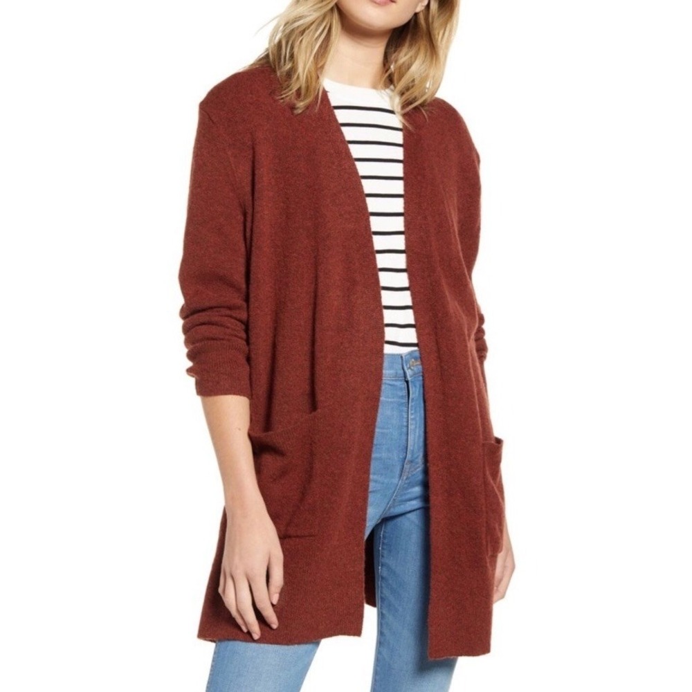 Madewell Women L Kent Red Cardigan Sweater Coziest Yarn Wool Alpaca Cozy Lounge
